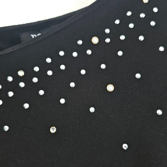 Roz and Ali Slit Sleeve Black Evening Shirt with embellishments - Picture 6 of 7